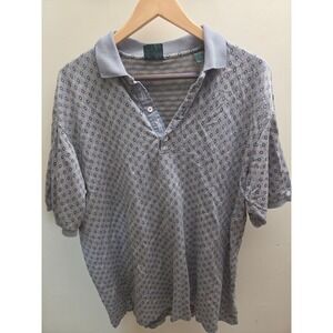 Bobby Jones Mens Grey Gold Geometric Knit Polo Shirt Made in Italy Size L